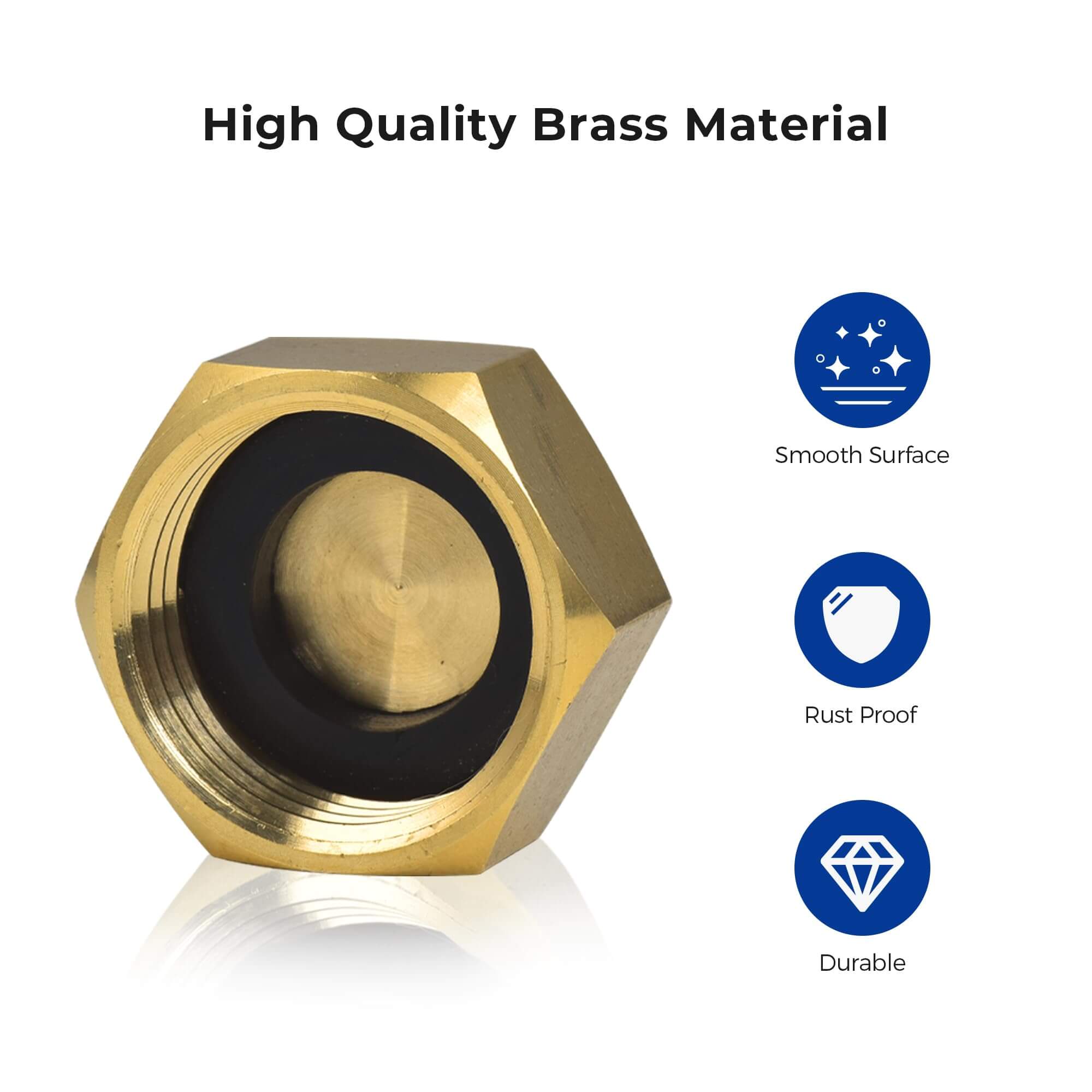 VANCOCO Brass Garden Hose End Caps, 3/4" GHT Rust-Proof Outdoor Faucet Caps with Washers