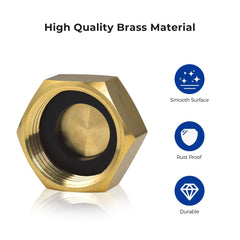 VANCOCO Brass Garden Hose End Caps, 3/4" GHT Rust-Proof Outdoor Faucet Caps with Washers