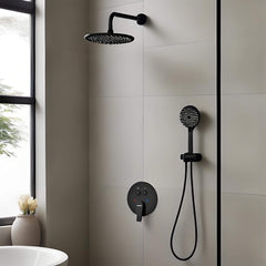 VANCOCO Thermostatic Shower System with 10" Rain Shower Head and 3-Mode Handheld, Full Set with Valve & Trim, Brushed Nickel