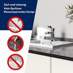 VANCOCO 52010 Bad Wasserhahn Chrom 360° Drehfunktion | Wassersparende Waschbeckenarmatur, geprüft mit 24h Salzsprühtest Klasse 10, passend für Unterbauspülen