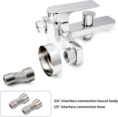 VANCOCO Wannenarmatur mit Handbrause, Komplett-Set aus hochwertigem Messing, Aufputz Badewannen-Armatur wassersparend mit Wandhalterung, Chrome