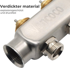 VANCOCO Heizkreisverteiler Edelstahl 2 Heizkreise Fußbodenheizung | Fußbodenheizung Verteiler mit Eurokonus 16×2 mm, Durchflussmesser 5 L/min, 1" Kugelhähne & Schnellentlüfter Set