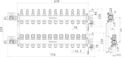 VANCOCO Heizkreisverteiler 12 Heizkreise Wasserfußbodenheizung | Verteiler mit Eurokonus 16×2 mm, 1" kompakte Kugelhähne, Durchflussmesser 5 L/min & Schnellentlüfter Set