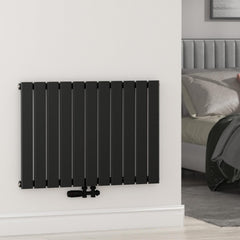 VANCOCO Design Heizkörper Mittelanschluss, Flachheizkörper 600×836 mm Schwarz, Einlagig Wandheizkörper für Wohnzimmer und Schlafzimmer, Paneelheizkörper