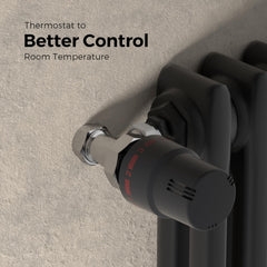 VANCOCO Thermostatkopf Heizkörperventil M30×1,5 mm Anthrazit | Flüssig-Fühler, Einstellbereich 6–28°C mit Nullstellung und Frostschutzstellung, passend für Standard Heizkörperventile