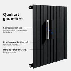VANCOCO Design Heizkörper Mittelanschluss, Flachheizkörper 600×836 mm Schwarz, Einlagig Wandheizkörper für Wohnzimmer und Schlafzimmer, Paneelheizkörper