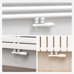 VANCOCO Weiß Thermostat Multiblock Hahnblock Eckdurchgang 50mm Nabenabstand | Multiblock Ventil-Armaturen Set mit Eurokonus, passend für Ø16×2 mm Kunststoffrohre & Ø15mm Kupferrohre für Heizkörper