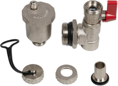 VANCOCO Schnellentlüfter Set, Automatische Entlüftungs-Ablassvorrichtung für Fußbodenheizung, 1 Zoll DN25 (Verteileranschluss) und 1/2 Zoll DN15 (Ablass), Messingkomponenten mit Automatikentlüfter