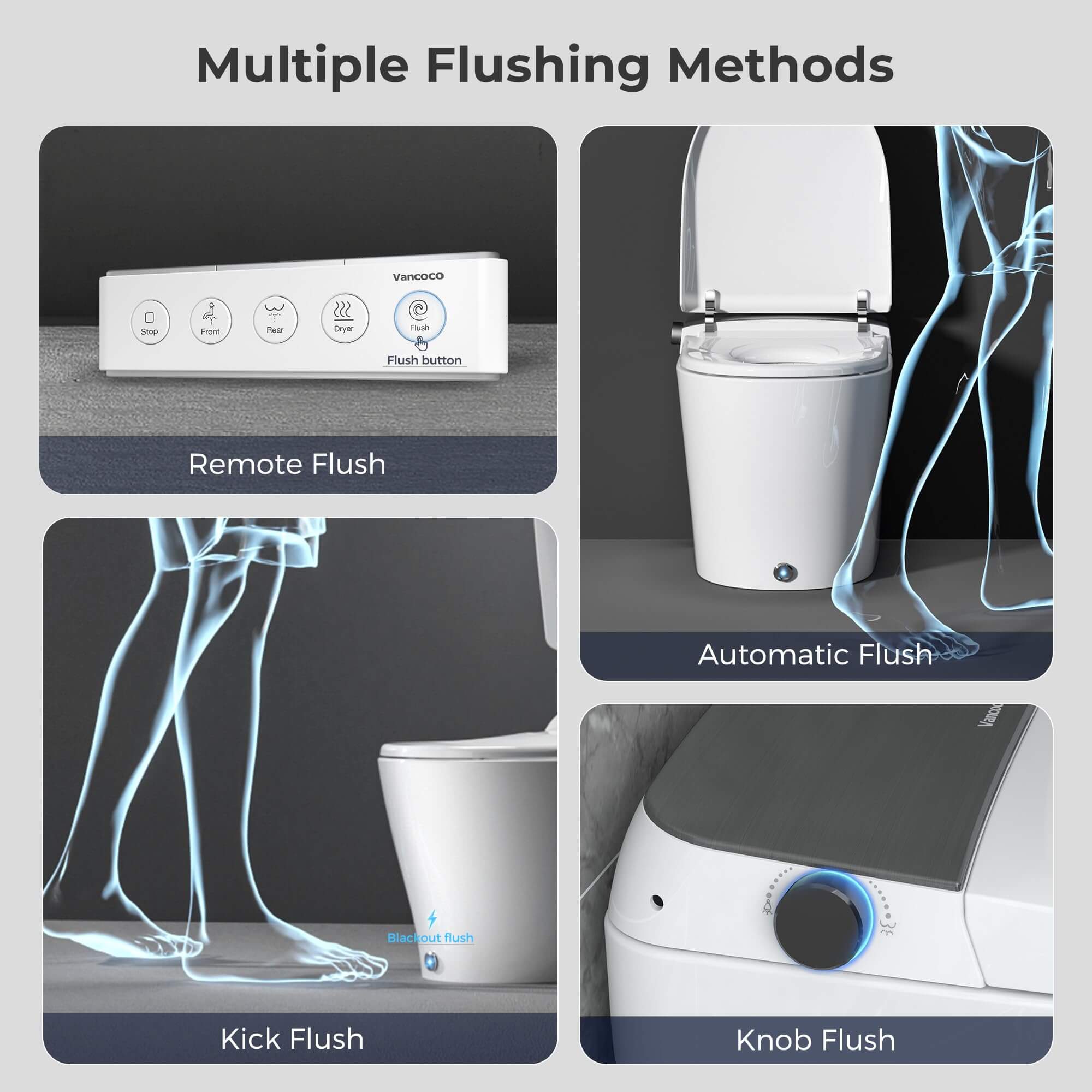 VANCOCO Smart One-Piece Toilet with Built-In Bidet, Heated Seat, Night Light & Warm Water Wash