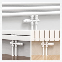 VANCOCO Weiß Thermostat Multiblock Hahnblock Durchgang 50mm Nabenabstand | Hahnblock Ventil-Armaturen Set Eurokonus für Ø16×2 Kunststoffrohre Ø15mm Kupferrohre passend für Heizkörper