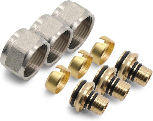 VANCOCO 3 Stk. Klemmringverschraubung 20×2 mm für Heizrohr Fußbodenheizung Hahnblöcke 3/4" Eurokonus