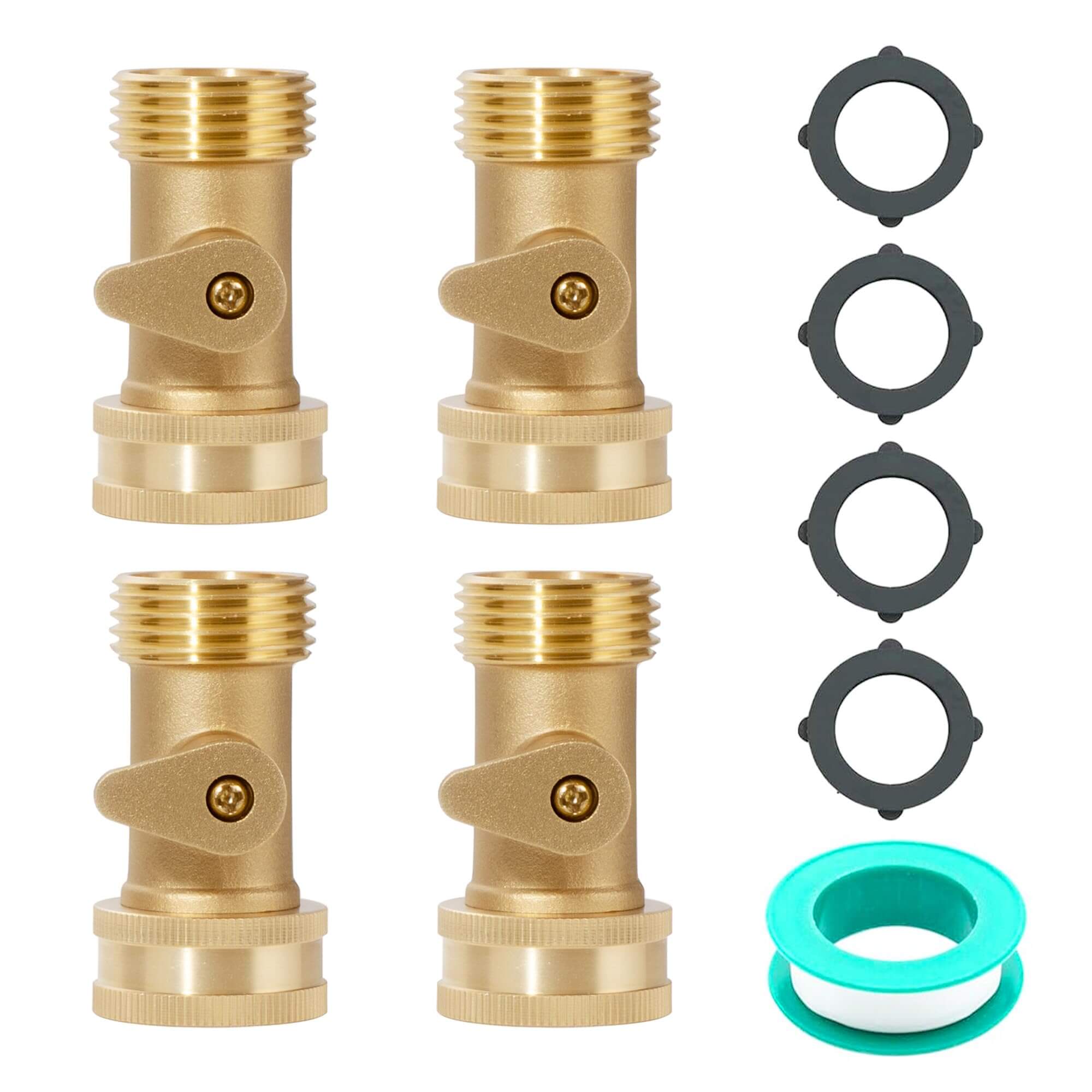 VANCOCO 3/4" Brass Garden Hose Shut-Off Valve with Rubber Washer, Heavy-Duty Water Connector
