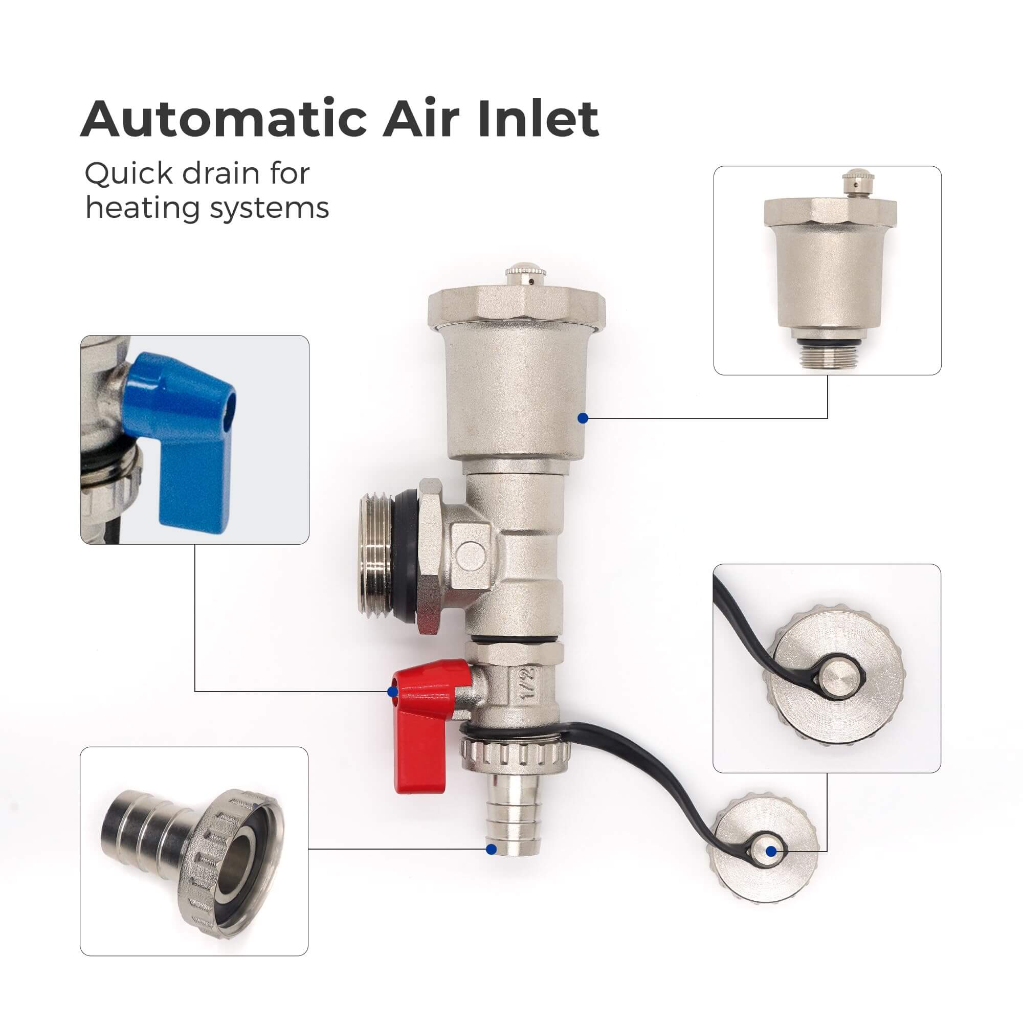 VANCOCO 6-Loop Stainless Steel PEX Manifold with 1/2" Adapters for Radiant Floor Heating