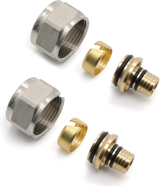 VANCOCO 2 Stk. Klemmringverschraubung 18×2 mm für Heizrohr Fußbodenheizung Hahnblöcke 3/4" Eurokonus