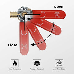 VANCOCO 3/4" Lead-Free Brass PEX Valve – Durable Hot/Cold Water Shut Off Valve