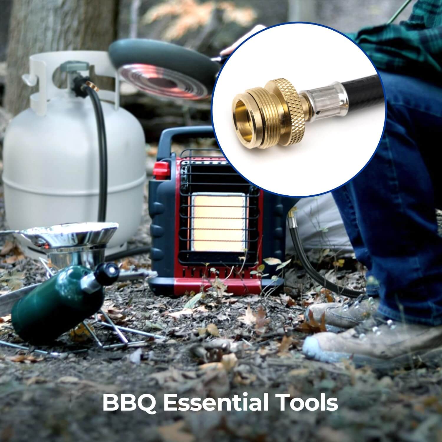 VANCOCO Propane Hose Extension with QCC1/Type1 Adapter, 8FT Hose & Tank Gauge for 5-40lb Tanks