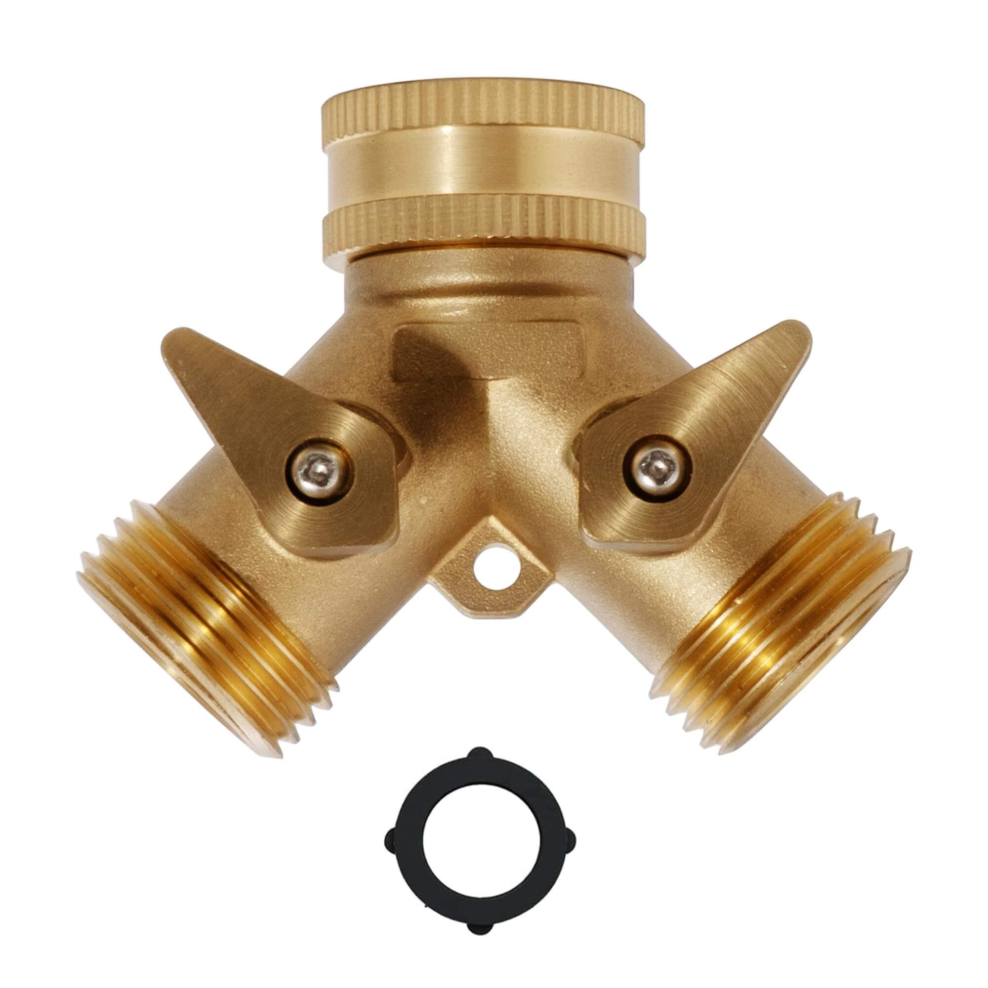VANCOCO 2-Way Brass Garden Hose Splitter, 3/4" Heavy-Duty Y Connector with Independent Valves