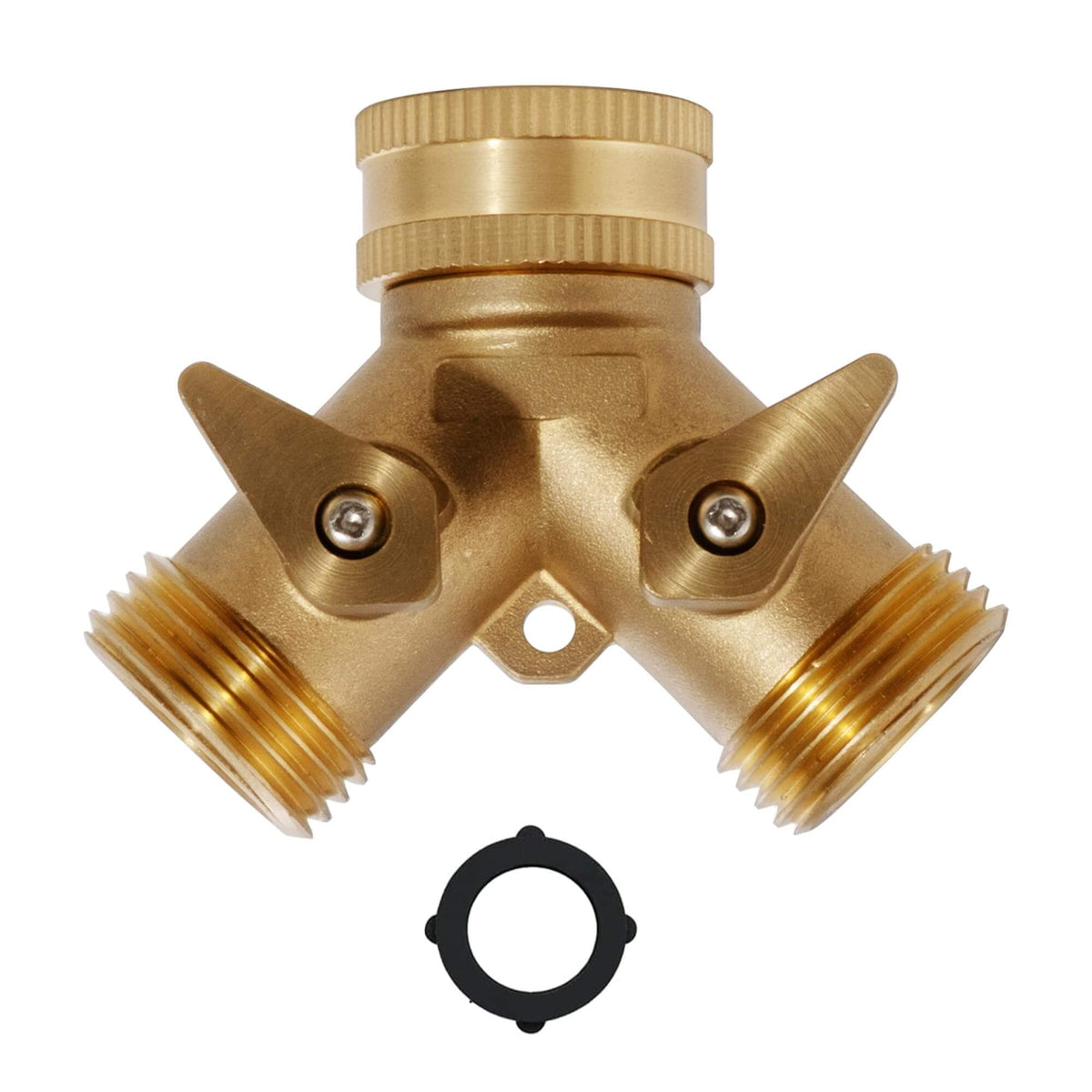 VANCOCO 2-Way Brass Garden Hose Splitter, 3/4" Heavy-Duty Y Connector with Independent Valves