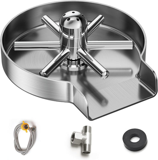 Vancoco G3/8" Automatische Edelstahl Glasspüler für Küchenspülen Tassenreiniger Flaschenwascher für Bar Restaurant Babyflasche Cafés mit 360° Drehbaren Düsen （Gebürsteter Edelstahl）