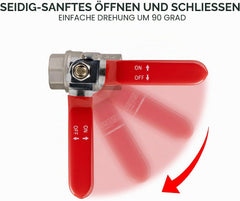 VANCOCO Kugelhahn 1/2 Zoll AG-IG, 4er Set, Absperrhahn aus Messing, Hebelgriff blau und rot, PN-40, für Wasser, Gas, Sanitär
