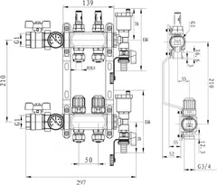 VANCOCO Heizkreisverteiler Edelstahl 2 Heizkreise Fußbodenheizung | Fußbodenheizung Verteiler mit Eurokonus 16×2 mm, Durchflussmesser 5 L/min, 1" Kugelhähne & Schnellentlüfter Set