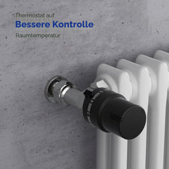 VANCOCO 3 STK. Thermostatkopf Heizkörperventil M30×1,5 mm, Schwarz, Flüssig-Fühler, Frostschutzstellung