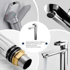 VANCOCO 52020 Wasserhahn Bad Hoch mit Auslauf Höhe 225 mm aus Messing für Aufsatzwaschbecken – Wassersparend mit 24h Salzsprühtest (Klasse 10) – Langlebige Mischbatterie, Chrom