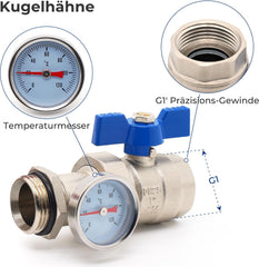 VANCOCO Heizkreisverteiler Edelstahl 4 Heizkreise Fußbodenheizung | Fußbodenheizung Verteiler mit Eurokonus 16×2 mm, Durchflussmesser 5 L/min, 1" Kugelhähne & Schnellentlüfter Set