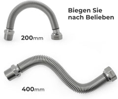 VANCOCO 2 Stk. Edelstahl-Flexrohr 1/2" Zoll Wellrohr Ausziehbar Flexibles Anschlussrohr Längenverstellbar von 200-400 mm Universelles Verbindungsrohr