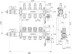 VANCOCO Heizkreisverteiler Edelstahl 4 Heizkreise Fußbodenheizung | Fußbodenheizung Verteiler mit Eurokonus 16×2 mm, Durchflussmesser 5 L/min, 1" Kugelhähne & Schnellentlüfter Set