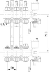 VANCOCO Heizkreisverteiler Messing 3 Heizkreise Fußbodenheizung | Verteiler mit Eurokonus 16×2 mm, Durchflussmesser & Schnellentlüfter Set