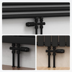 VANCOCO 2 Stk. Schwarz Thermostat Multiblock Hahnblock Durchgang 50mm Nabenabstand | Multiblock Ventil-Armaturen Set mit Eurokonus, passend für Ø16×2 mm Kunststoffrohre & Ø15mm Kupferrohre für Heizkörper
