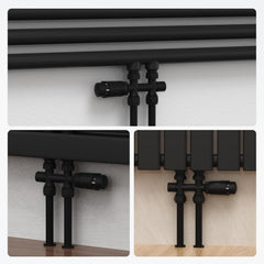 VANCOCO Schwarz Thermostat Multiblock Hahnblock Durchgang 50mm Nabenabstand | Multiblock Ventil-Armaturen Set mit Eurokonus, passend für Ø16×2 mm Kunststoffrohre & Ø15mm Kupferrohre für Heizkörper