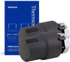 VANCOCO 2 STK. Thermostatkopf Heizkörperventil M30×1,5 mm, Anthrazit, Flüssig-Fühler, Frostschutzstellung