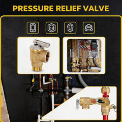 VANCOCO Tankless Water Heater Valve Kit 3/4 Inch, Hot & Cold Brass Isolation Value with Pressure Relief Valve for Tankless Water Heater Fit (3/4" IPS Connections)