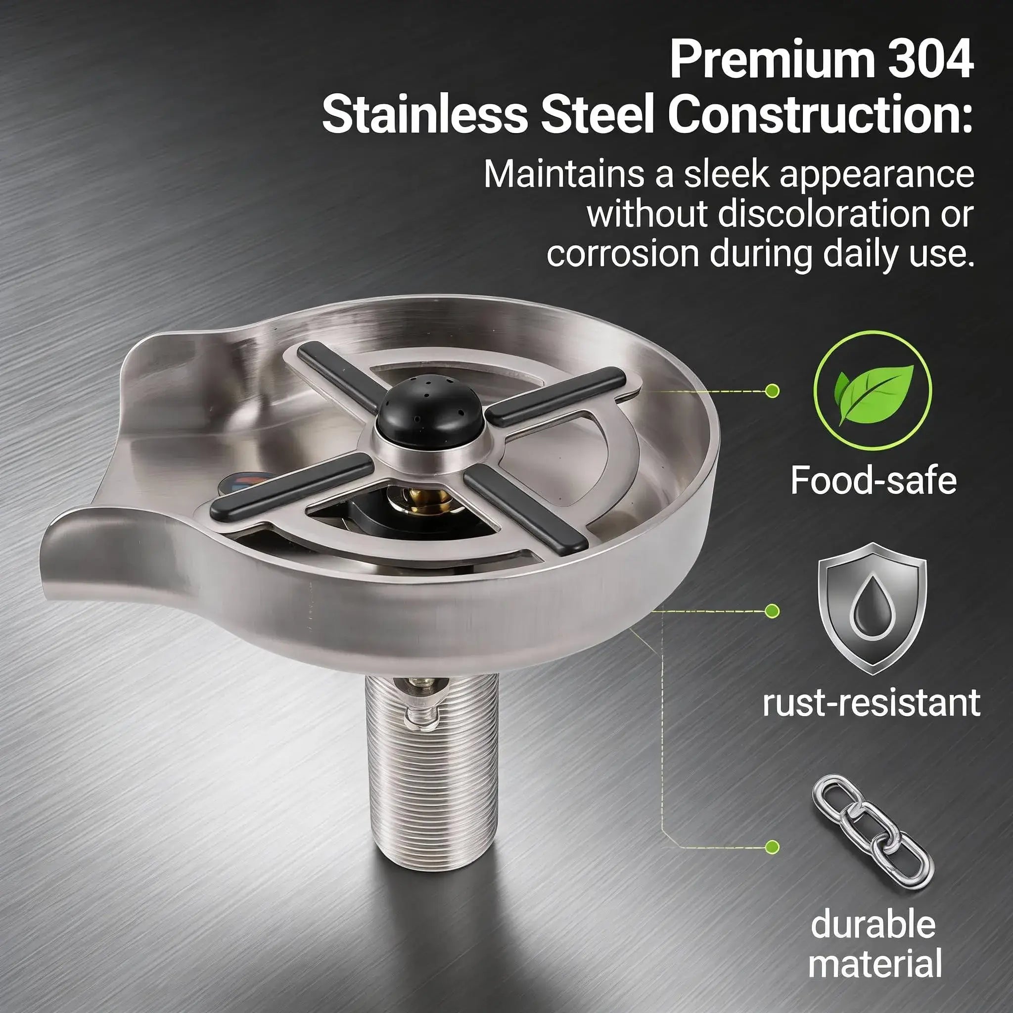 VANCOCO Sink Cup Washer Glass Rinser Hot Cold 304 Stainless Steel