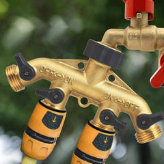 VANCOCO 4-Way Brass Garden Hose Splitter 3/4" GHT Heavy-Duty with Independent Valves