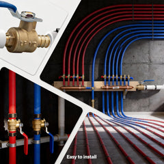 VANCOCO 1/2" PEX Ball Valve 4-Pack - Lead-Free Brass PEX Shut Off Valve 1/2 inch for Pex Fittings Hot/Cold Water (2 Red/2 Blue)