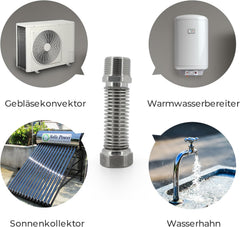 VANCOCO 2 Stk. Edelstahl-Flexrohr 3/4" Zoll Wellrohr Ausziehbar Flexibles Anschlussrohr Längenverstellbar von 75-130 mm Universelles Verbindungsrohr