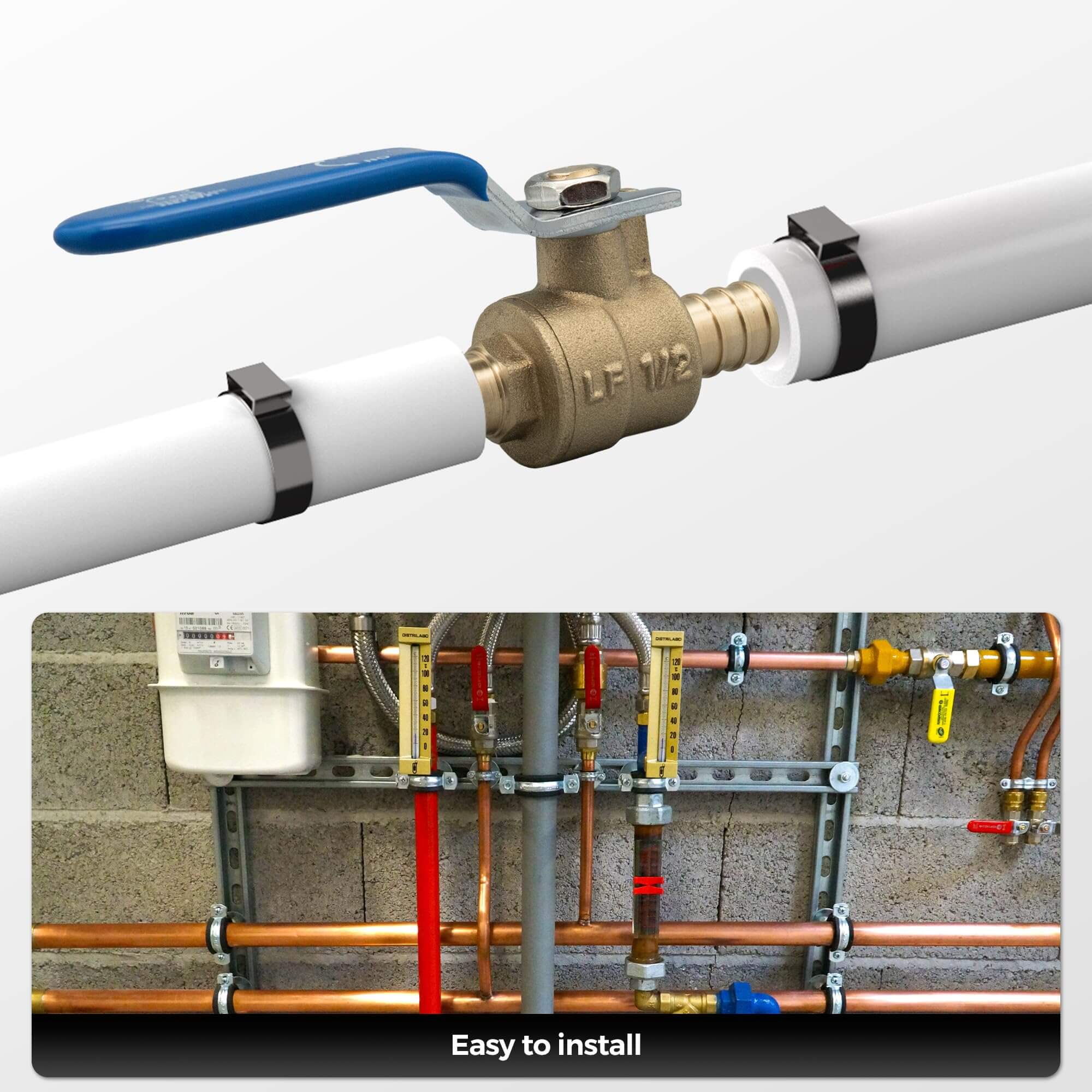 VANCOCO 1/2" Lead-Free Brass PEX Valve – Durable Hot/Cold Water Shut Off Valve