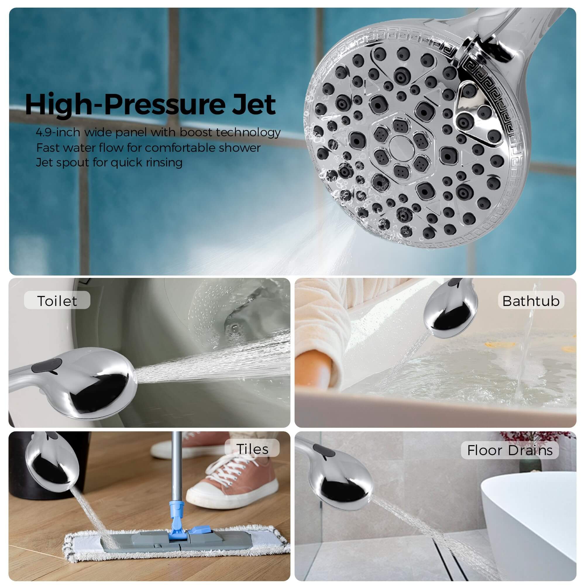 VANCOCO High-Pressure Handheld Shower Head – 9 Spray Modes, 5-Stage Filter, 69" Hose