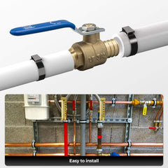 VANCOCO 3/4" Lead-Free Brass PEX Shut-Off Valve – 400 PSI, Crimp & Clamp Compatible