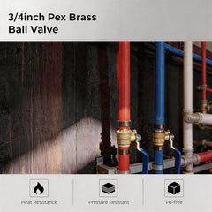 VANCOCO 3/4" PEX Ball Valve 4-Pack - Lead-Free Brass PEX Shut Off Valve 3/4 inch for Pex Fittings Hot/Cold Water (2 Red/2 Blue)