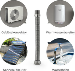 VANCOCO 2 Stk. Edelstahl-Flexrohr 1/2" Zoll Wellrohr Ausziehbar Flexibles Anschlussrohr Längenverstellbar von 200-400 mm Universelles Verbindungsrohr