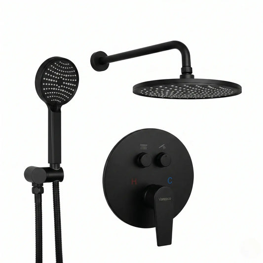 VANCOCO 10" Shower System with Handheld Spray - Matte Black